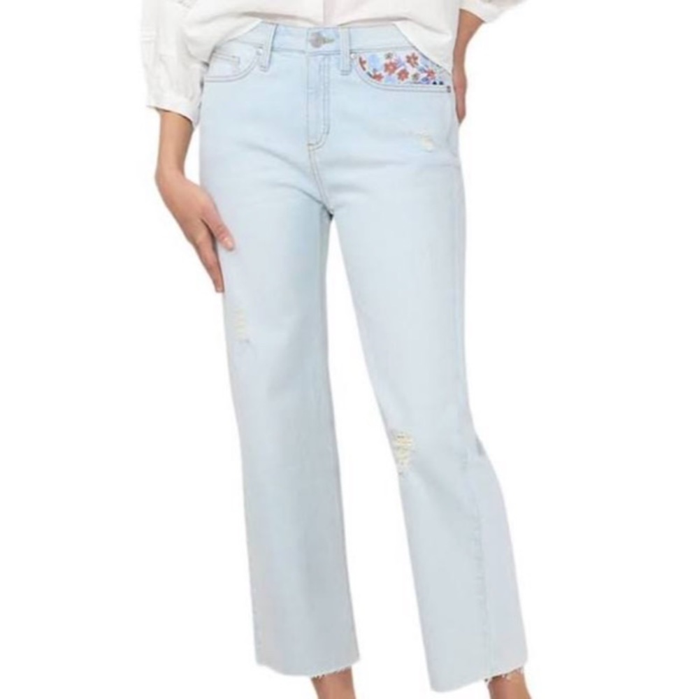 Super High Rise Crop Embroidered Jeans